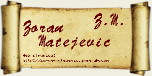 Zoran Matejević vizit kartica